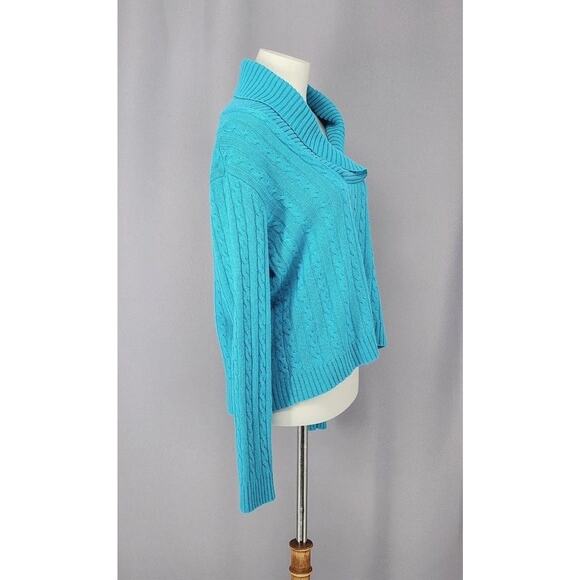Lauren Ralph Lauren Sweater Womens Medium Silk Cashmere Shawl Collar Cable - Picture 2 of 11